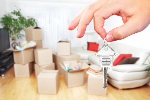 Packed belongings ready for removals in London apartment move